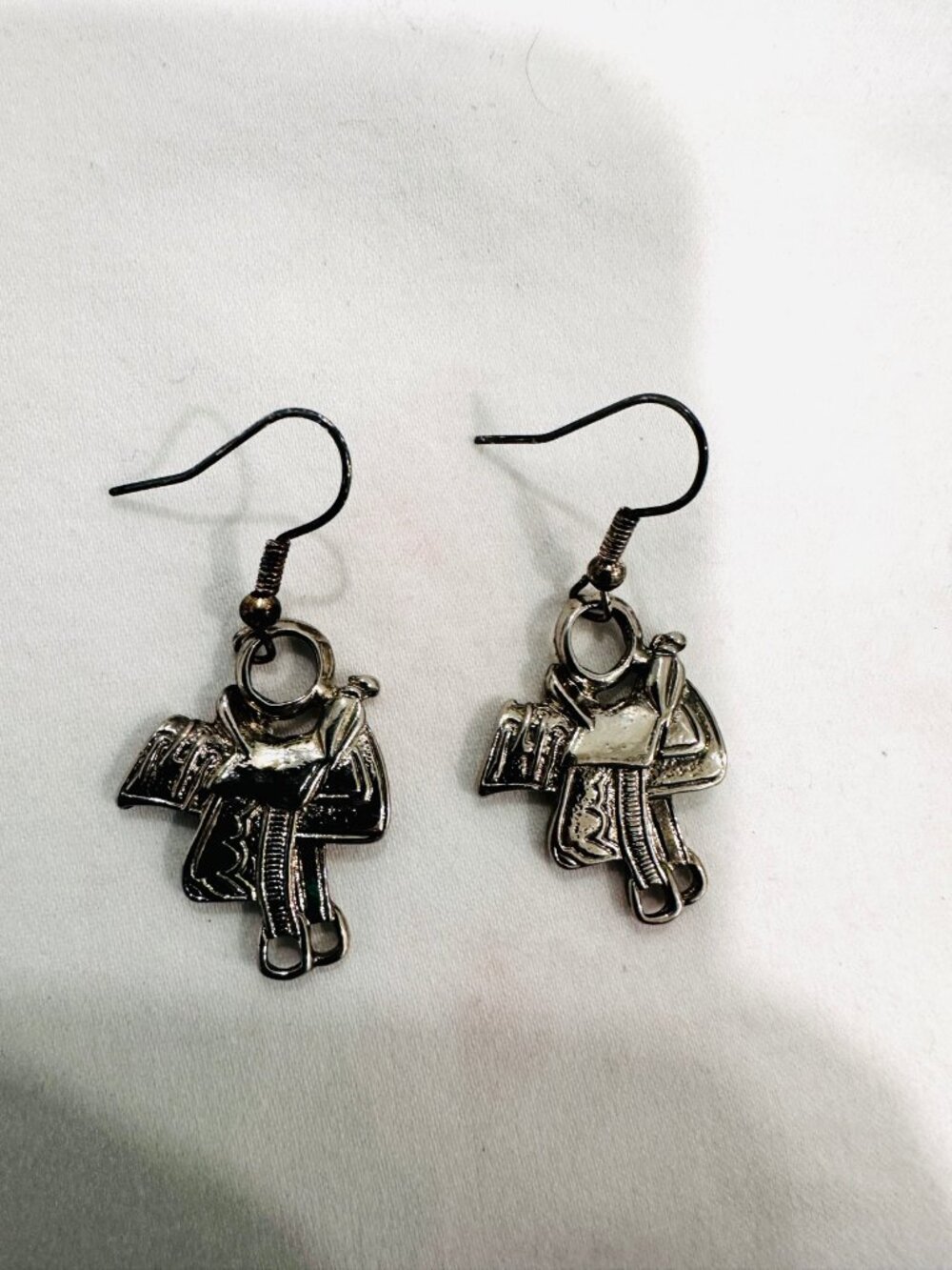 Silver Saddle Charm Dangle Earrings